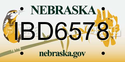 IBD6578 Nebraska License Plate