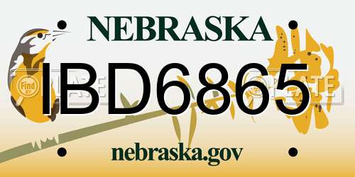 IBD6865 Nebraska License Plate