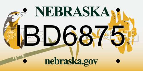IBD6875 Nebraska License Plate