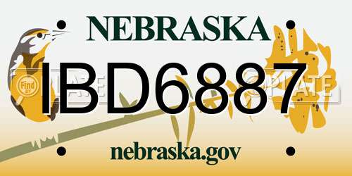 IBD6887 Nebraska License Plate
