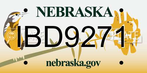 IBD9271 Nebraska License Plate