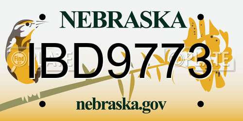 IBD9773 Nebraska License Plate