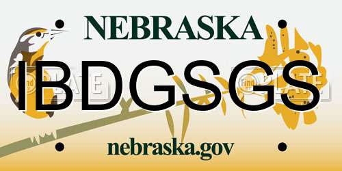IBDGSGS Nebraska License Plate