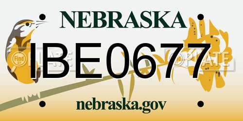 IBE0677 Nebraska License Plate