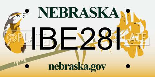 IBE28I Nebraska License Plate