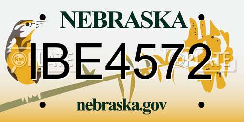 IBE4572 Nebraska License Plate