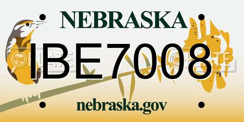 IBE7008 Nebraska License Plate