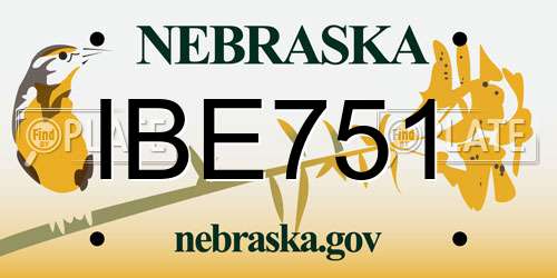 IBE751 Nebraska License Plate