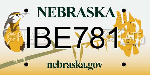 IBE781 Nebraska License Plate