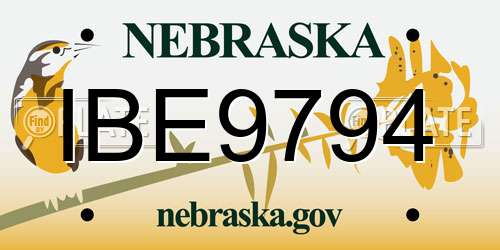 IBE9794 Nebraska License Plate