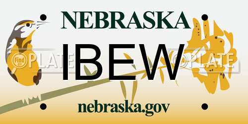 IBEW Nebraska License Plate