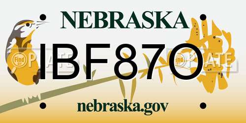 IBF87O Nebraska License Plate