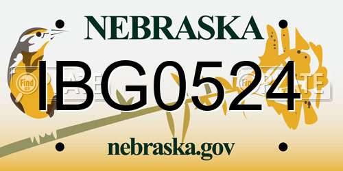 IBG0524 Nebraska License Plate