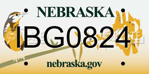 IBG0824 Nebraska License Plate
