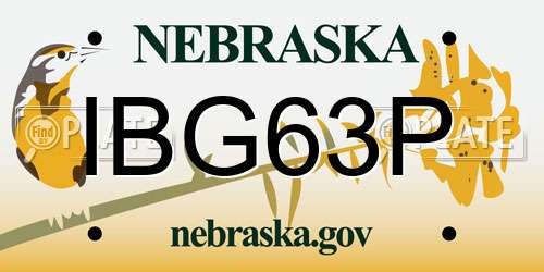 IBG63P Nebraska License Plate