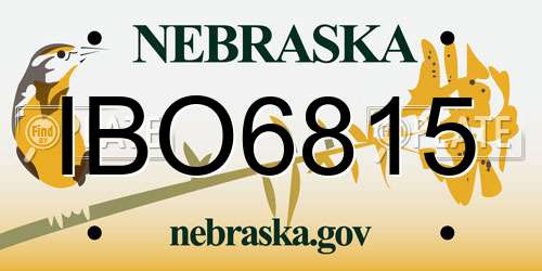 IBO6815 Nebraska License Plate