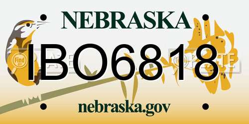 IBO6818 Nebraska License Plate
