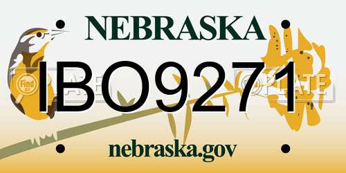 IBO9271 Nebraska License Plate