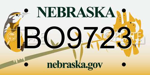 IBO9723 Nebraska License Plate