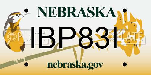 IBP83I Nebraska License Plate