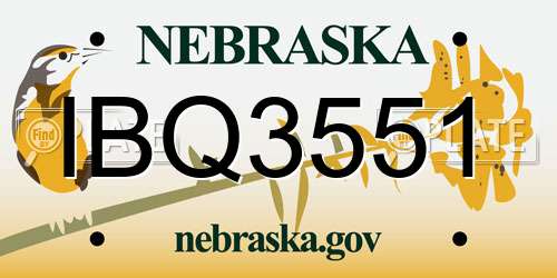 IBQ3551 Nebraska License Plate