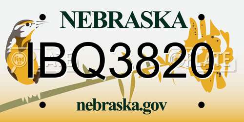 IBQ3820 Nebraska License Plate