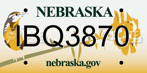 IBQ3870 Nebraska License Plate