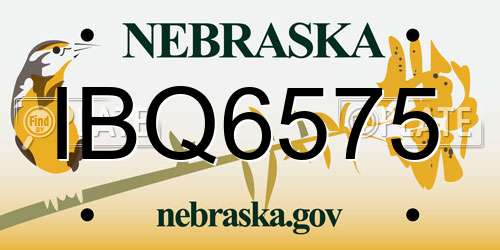 IBQ6575 Nebraska License Plate