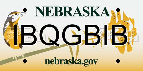 IBQGBIB Nebraska License Plate