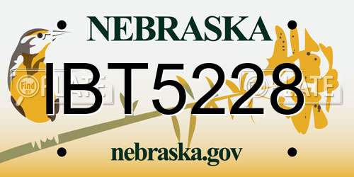 IBT5228 Nebraska License Plate