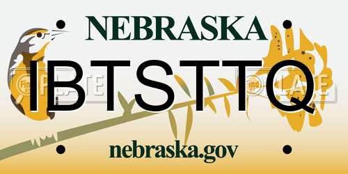 IBTSTTQ Nebraska License Plate