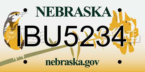 IBU5234 Nebraska License Plate