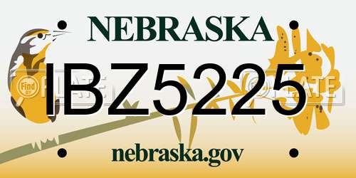 IBZ5225 Nebraska License Plate