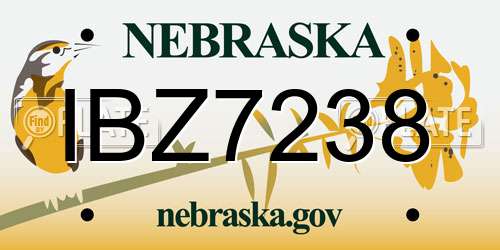 IBZ7238 Nebraska License Plate