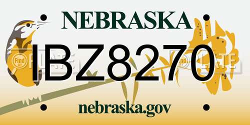 IBZ8270 Nebraska License Plate