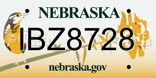 IBZ8728 Nebraska License Plate