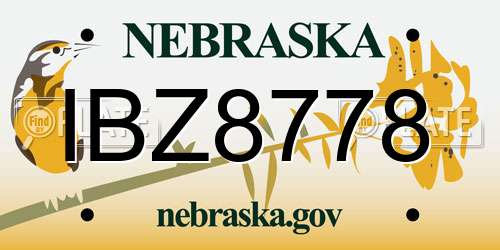 IBZ8778 Nebraska License Plate