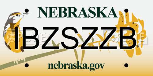 IBZSZZB Nebraska License Plate