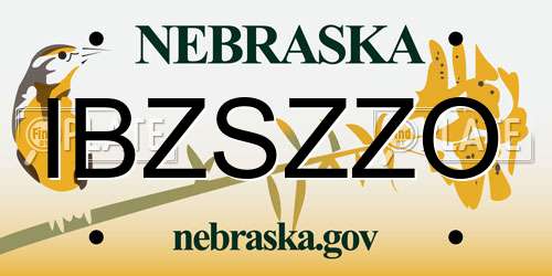 IBZSZZO Nebraska License Plate