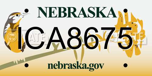 ICA8675 Nebraska License Plate