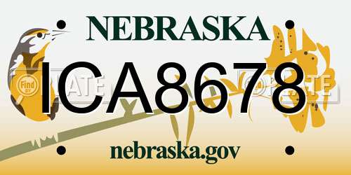 ICA8678 Nebraska License Plate