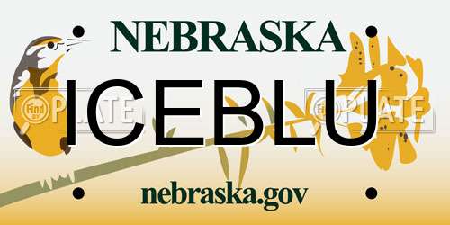 ICEBLU Nebraska License Plate