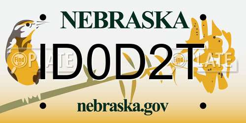 ID0D2T Nebraska License Plate