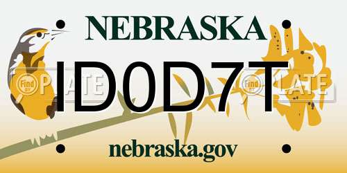 ID0D7T Nebraska License Plate
