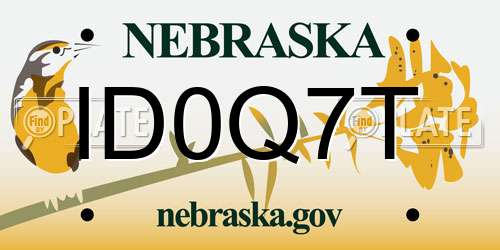 ID0Q7T Nebraska License Plate