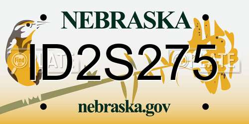 ID2S275 Nebraska License Plate