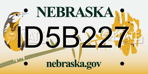 ID5B227 Nebraska License Plate