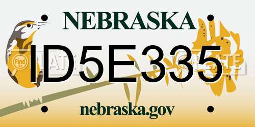 ID5E335 Nebraska License Plate