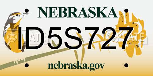 ID5S727 Nebraska License Plate