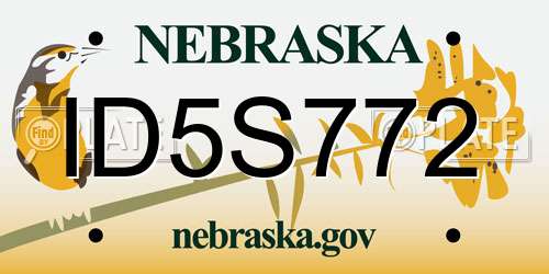 ID5S772 Nebraska License Plate